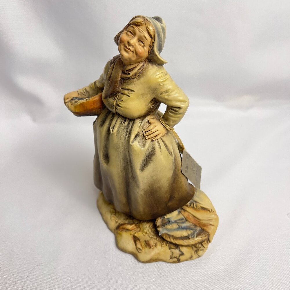 Antonio Borsato Vintage Italian Fisherman's Wife Hand-Painted Figurine Milan